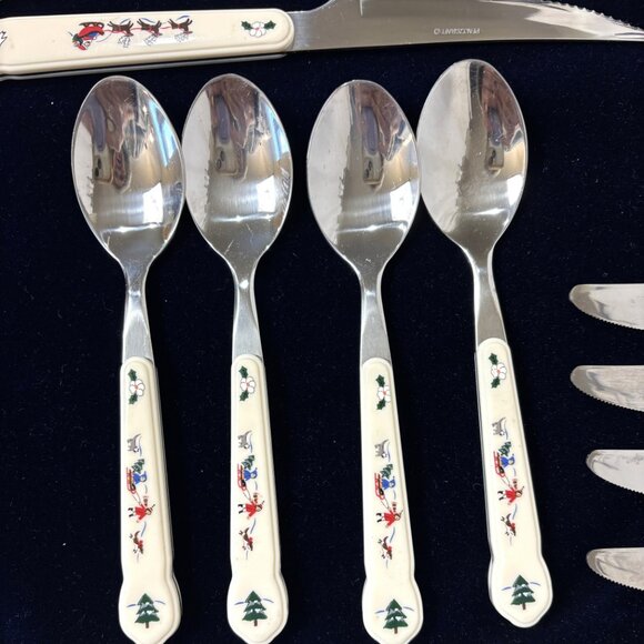 Pfaltzgraff “Snowy Village” 24 Pc Stainless Flatware Set Vintage - Picture 12 of 15